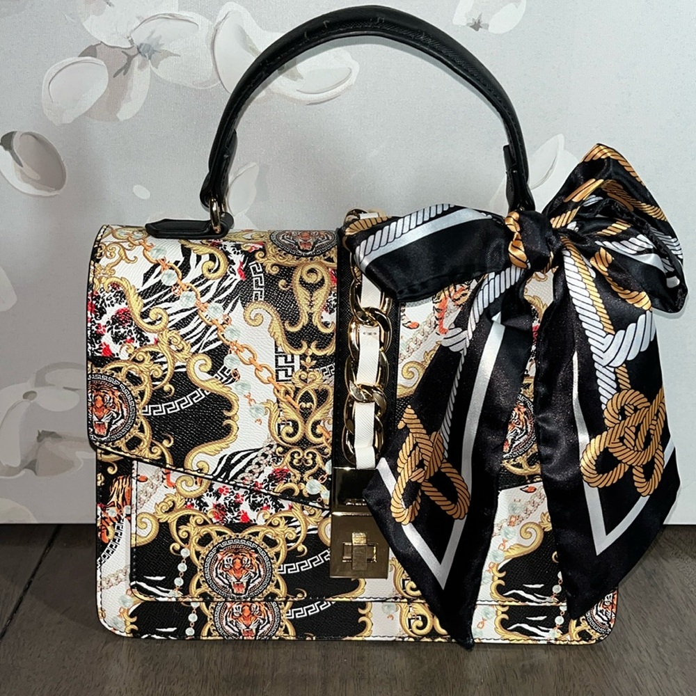 Aldo Caiillaa Baroque and Tiger Print Satchel Handbag